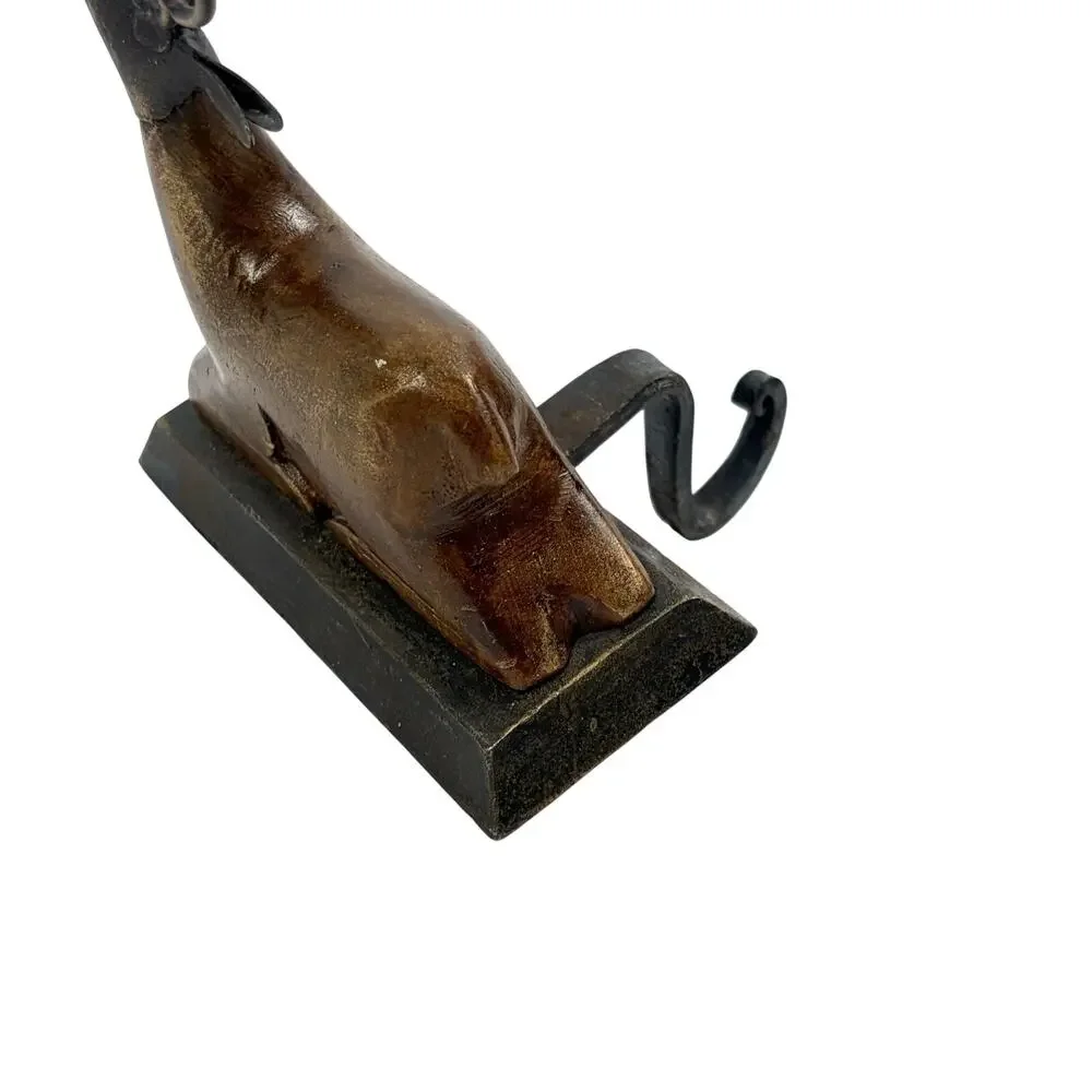 Pier 1 Imports Reindeer Christmas Stocking Hanger Holder Wood Metal Holiday Deer